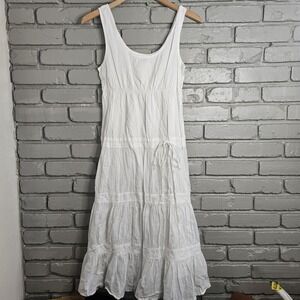 Theory Womens Sundress Small White Tiered Sleeveless